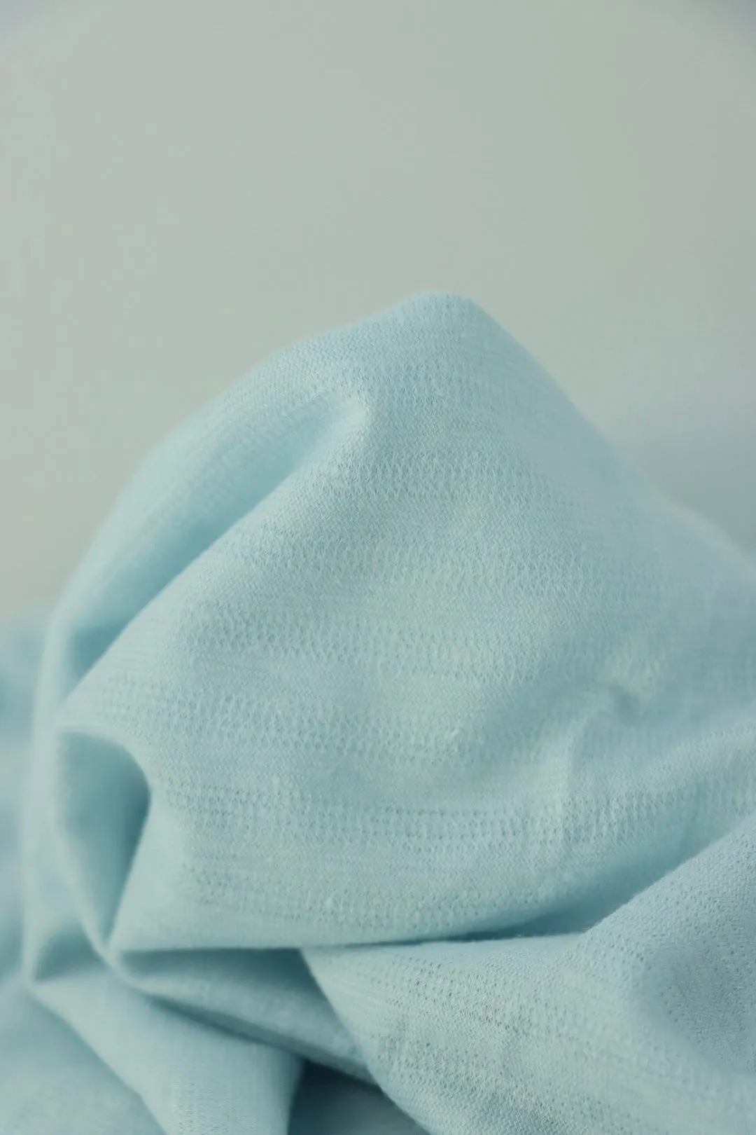 1YD PRECUT; Powder Blue Textured Stripe Organic Cotton & Hemp Jersey