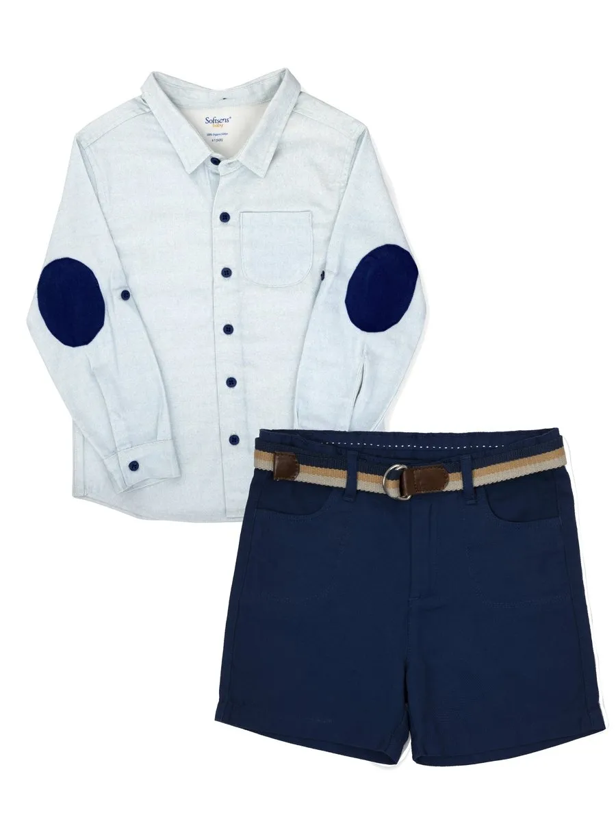 2-Piece 'Boys in Blue' Shirt & Oxford Shorts Set