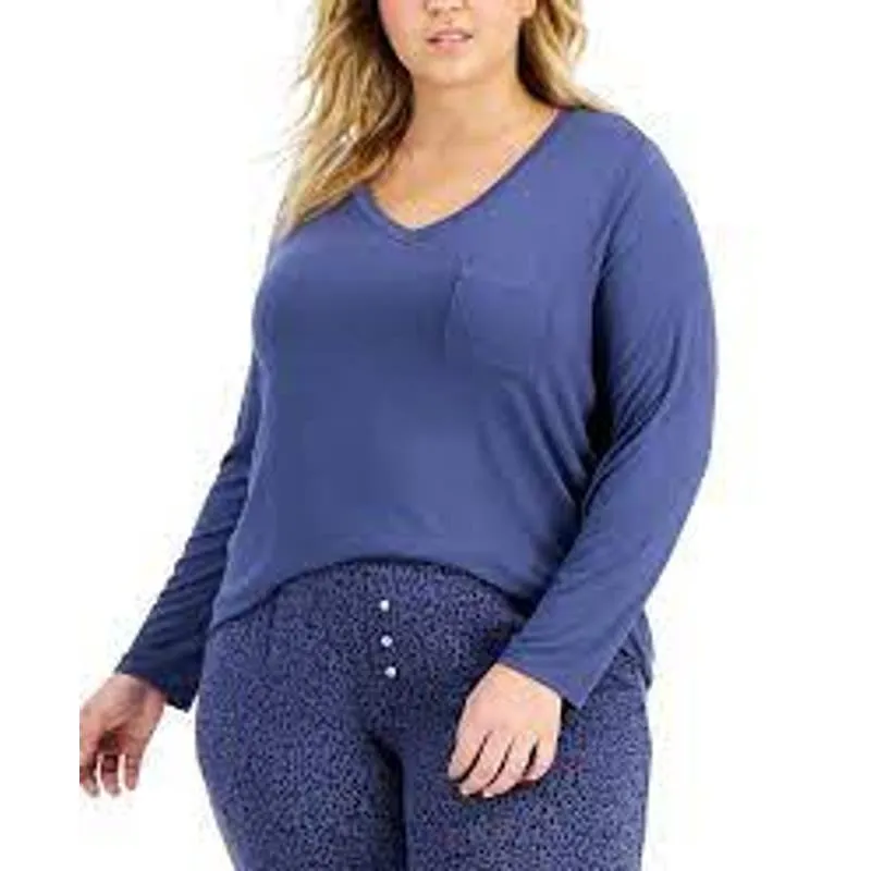 Alfani Ladies Deep Navy Blue Night Shadow Pajama Top, Size 1X