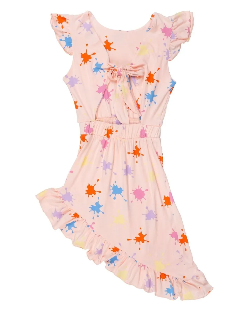 ALIA PAINT SPLATTER ASYMMETRICAL DRESS
