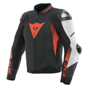 Dainese Super Speed 4 leather Jacket Perforated Matte Black/White/Fluorescent Red