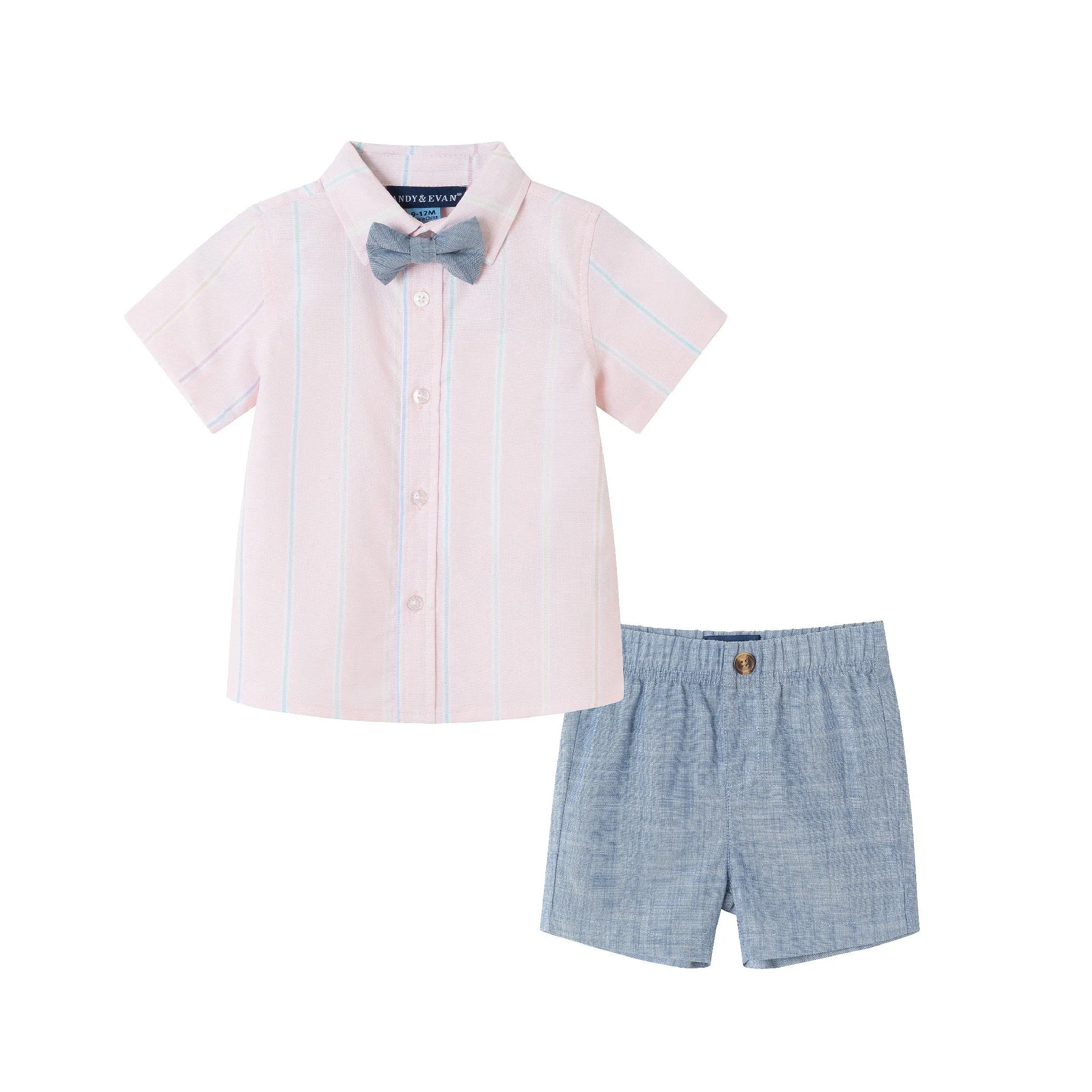 Infant (3-24M) Oxford Shirt & Shorts Set | Pink Striped
