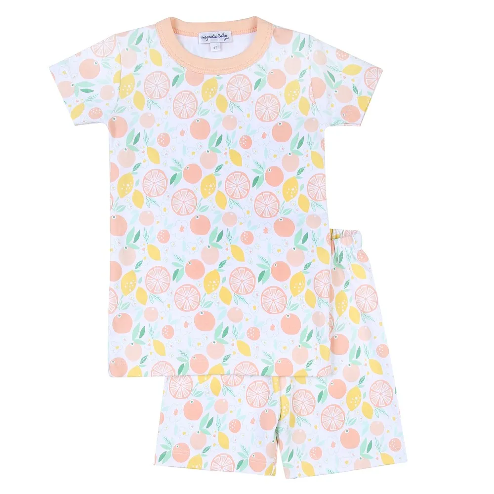 Magnolia Baby Little Girls Summer Citrus Bouquet Short Pajamas