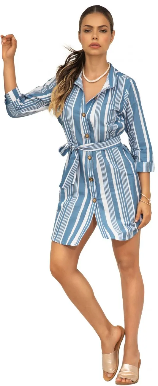 Mapale Dress Color Blue Stripes