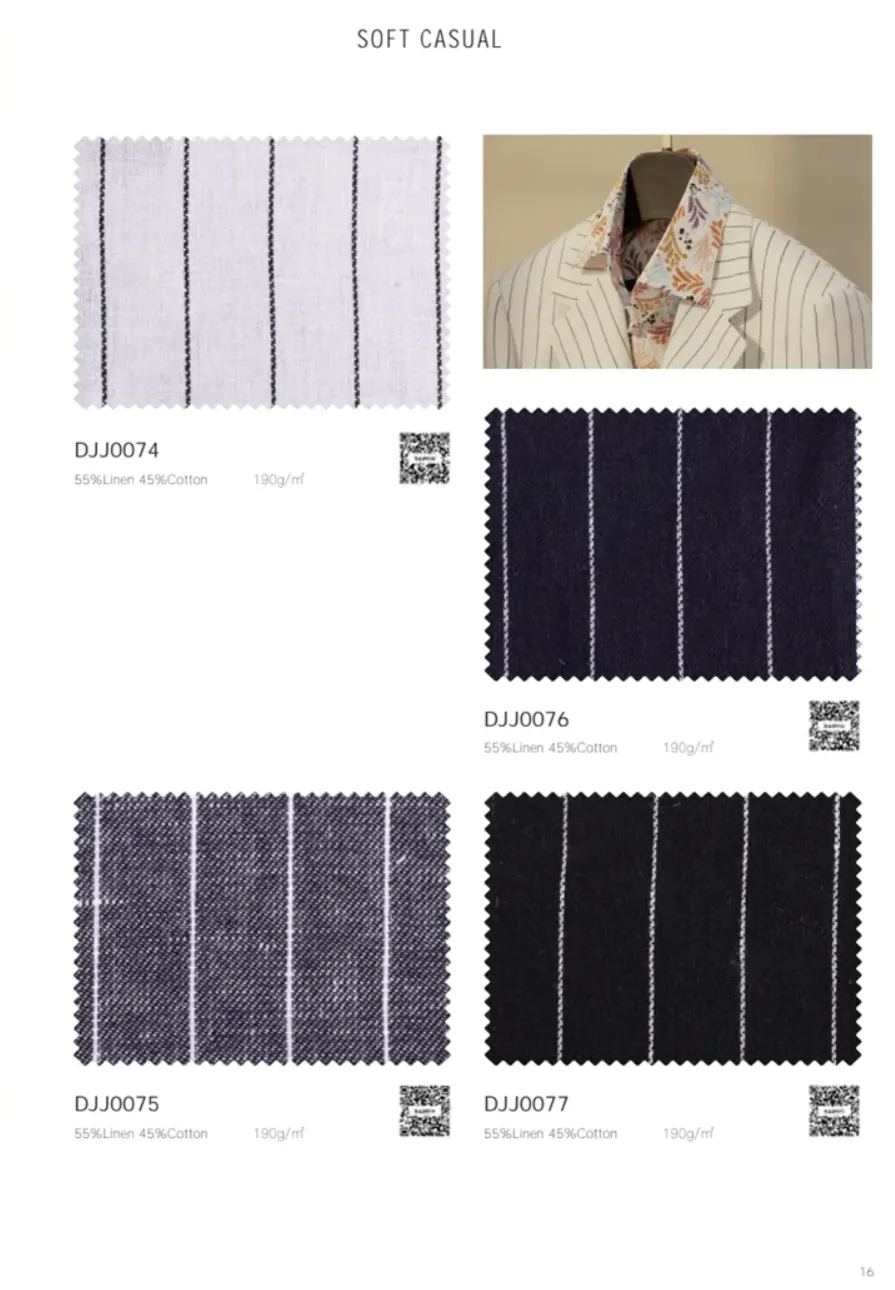Soft Casual / Linen Single Breasted White and Black Stripe Jacket Style No DJJ0074