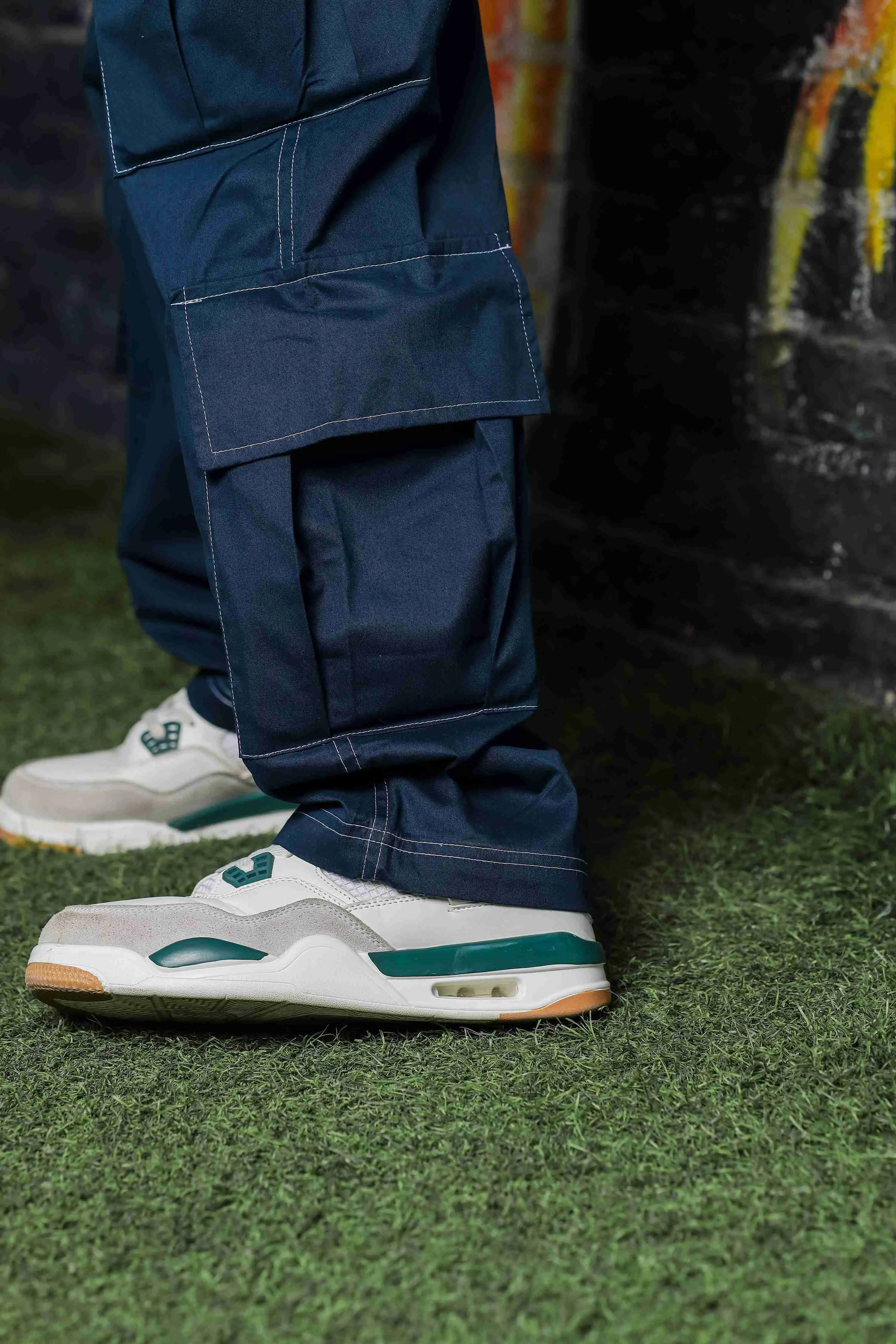 Unisex Relaxed fit Navy Baggy Cargo Trousers