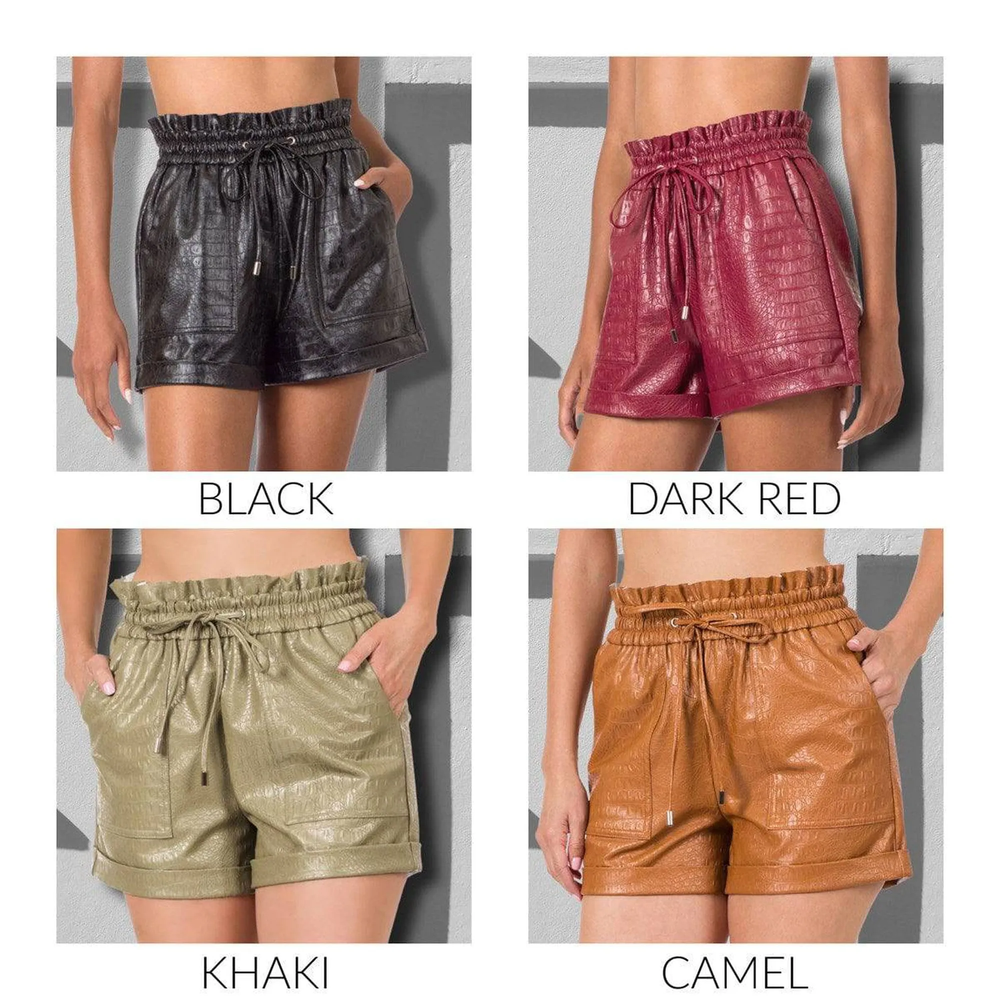 Vegan Leather Croc Shorts
