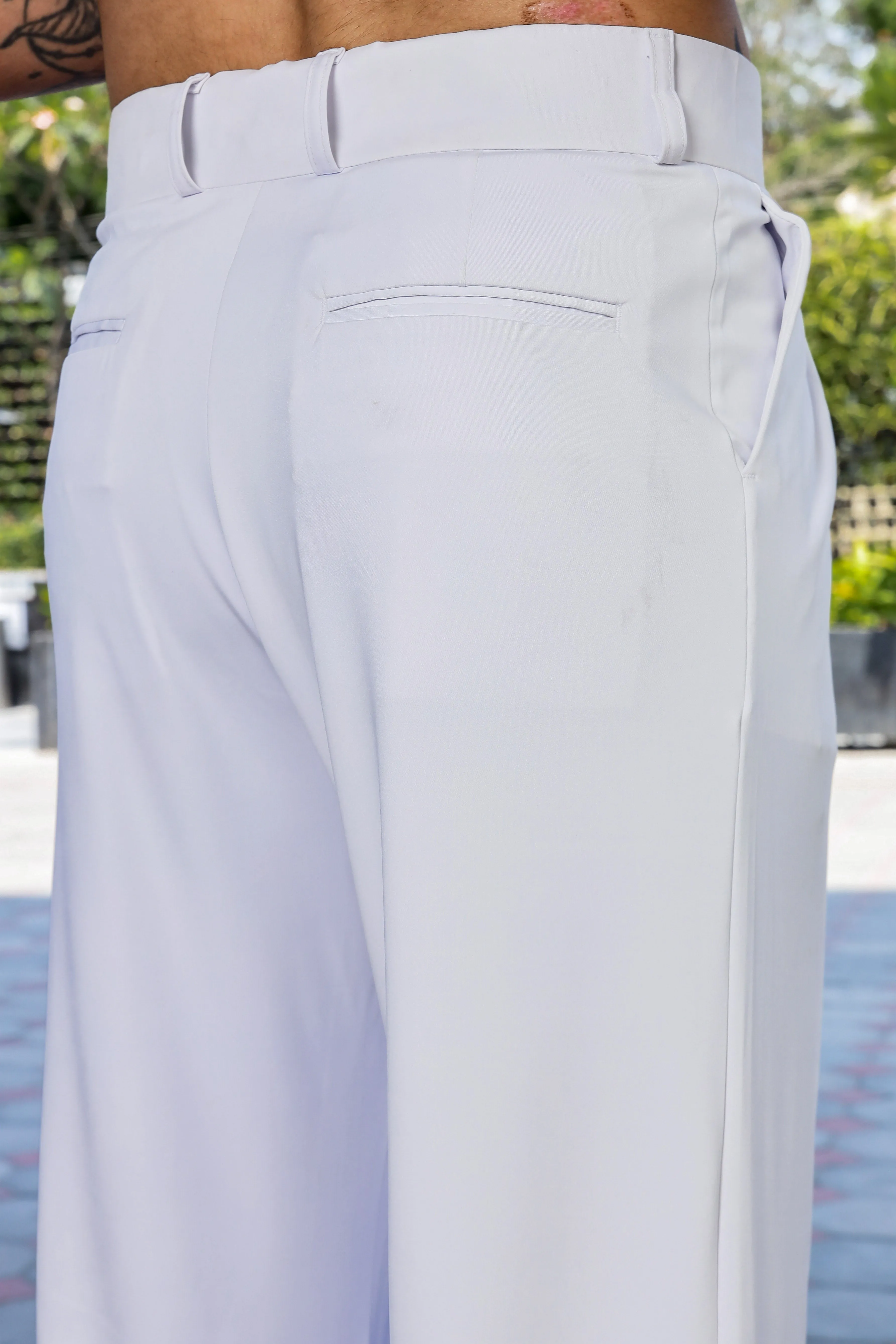 White Baggy fit Street Savvy Double Pleated Korean Trousers
