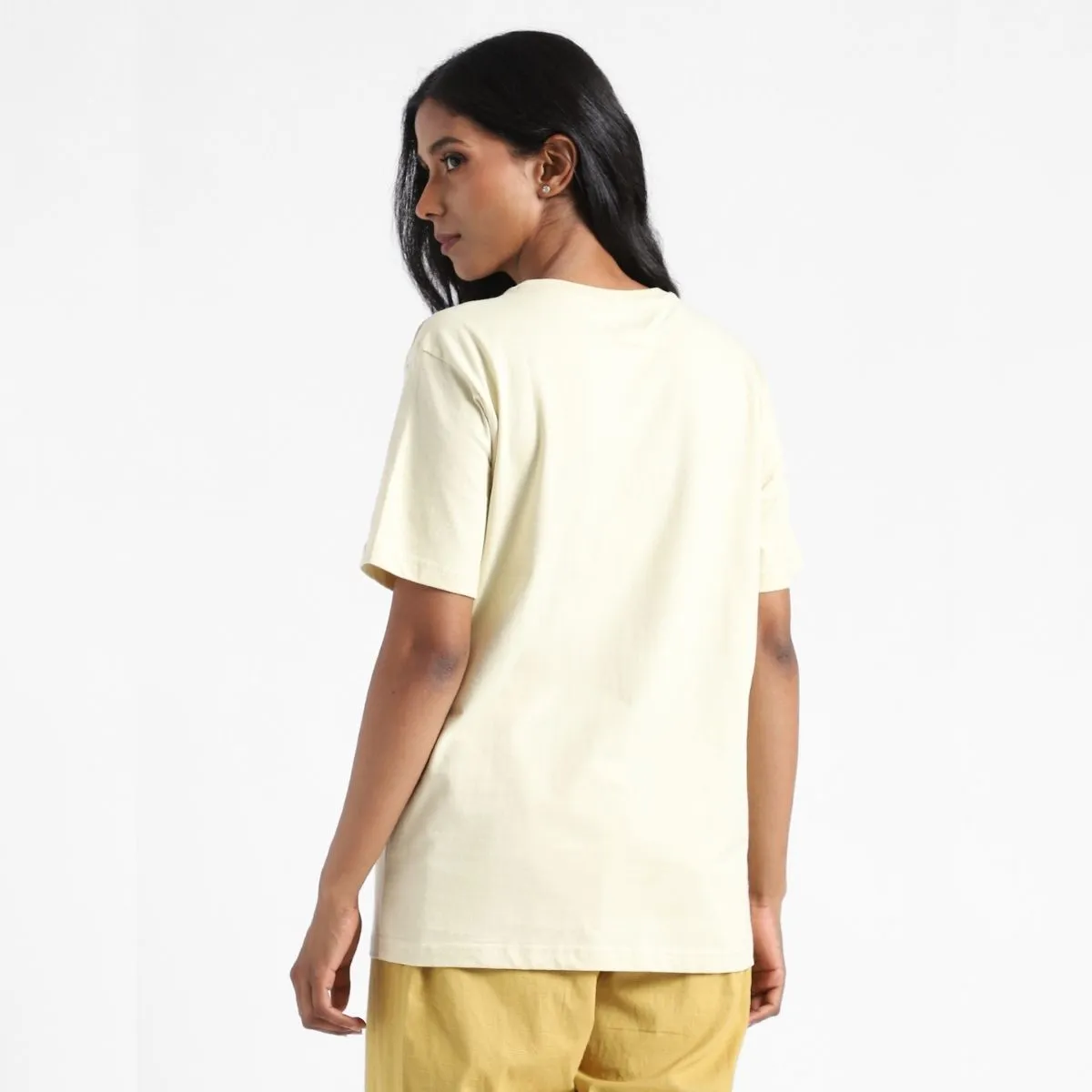 Women's Round Neck T-shirt | Cotton | Comfort Fit | Light Lemon Yellow